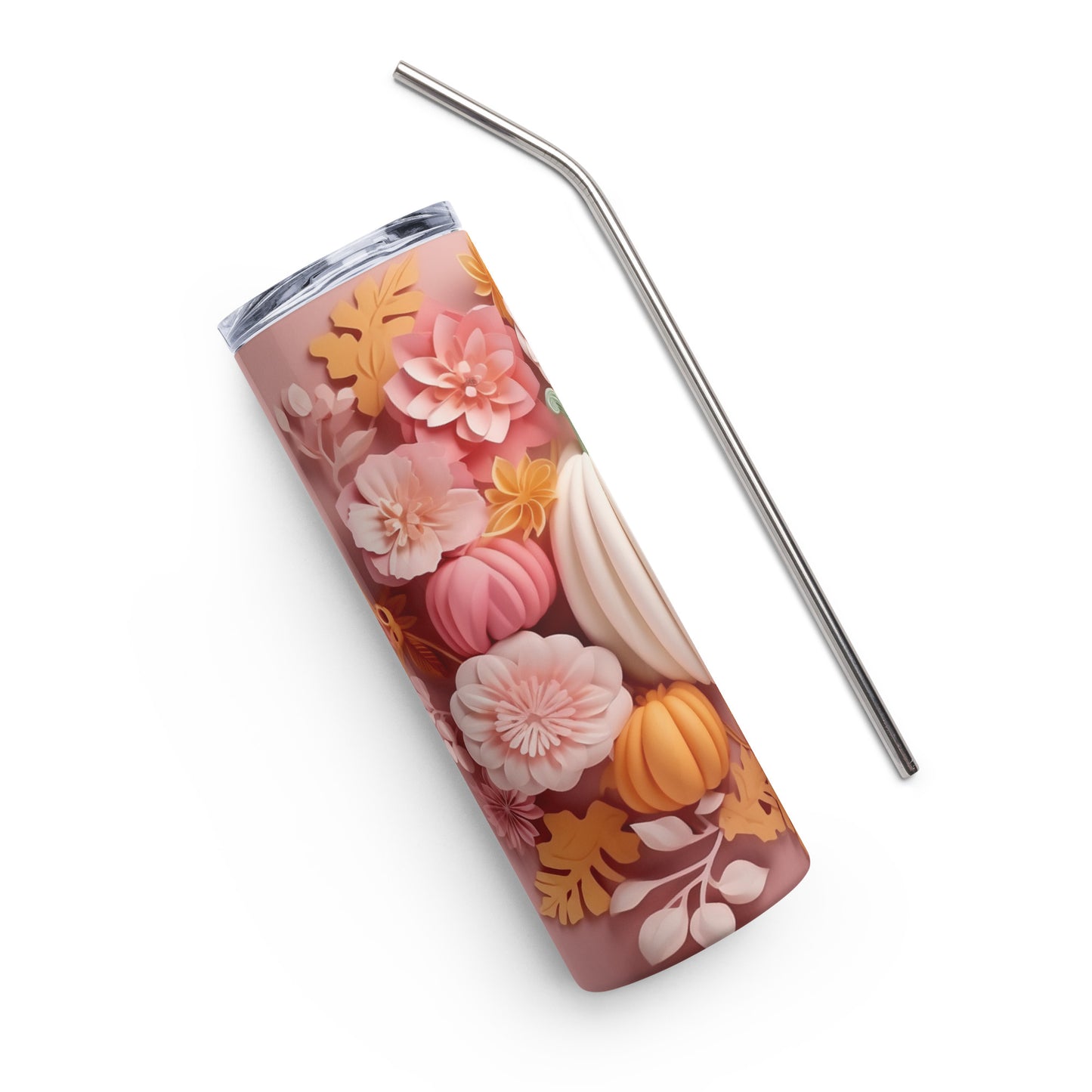"Pink & Pretty Fall" 3D Stainless steel tumbler