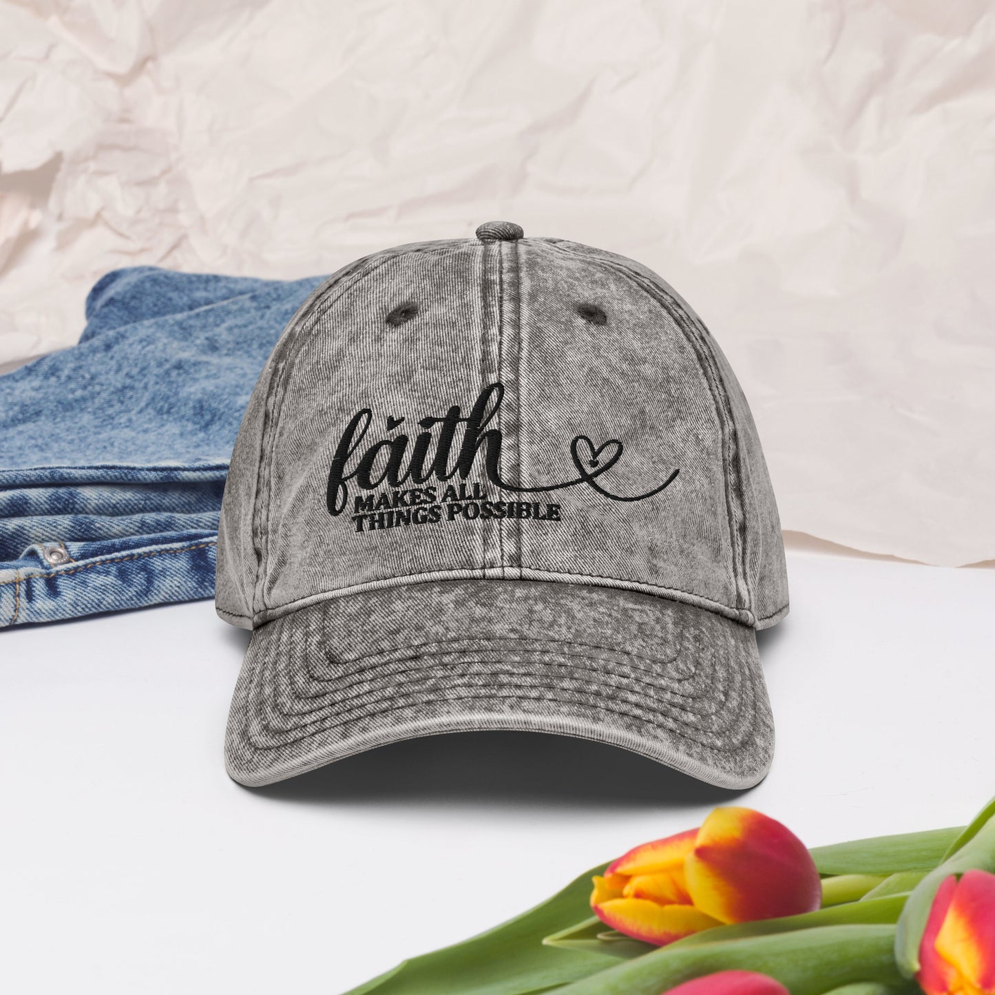 "Faith Makes All Things Possible" Vintage Cotton Twill Cap