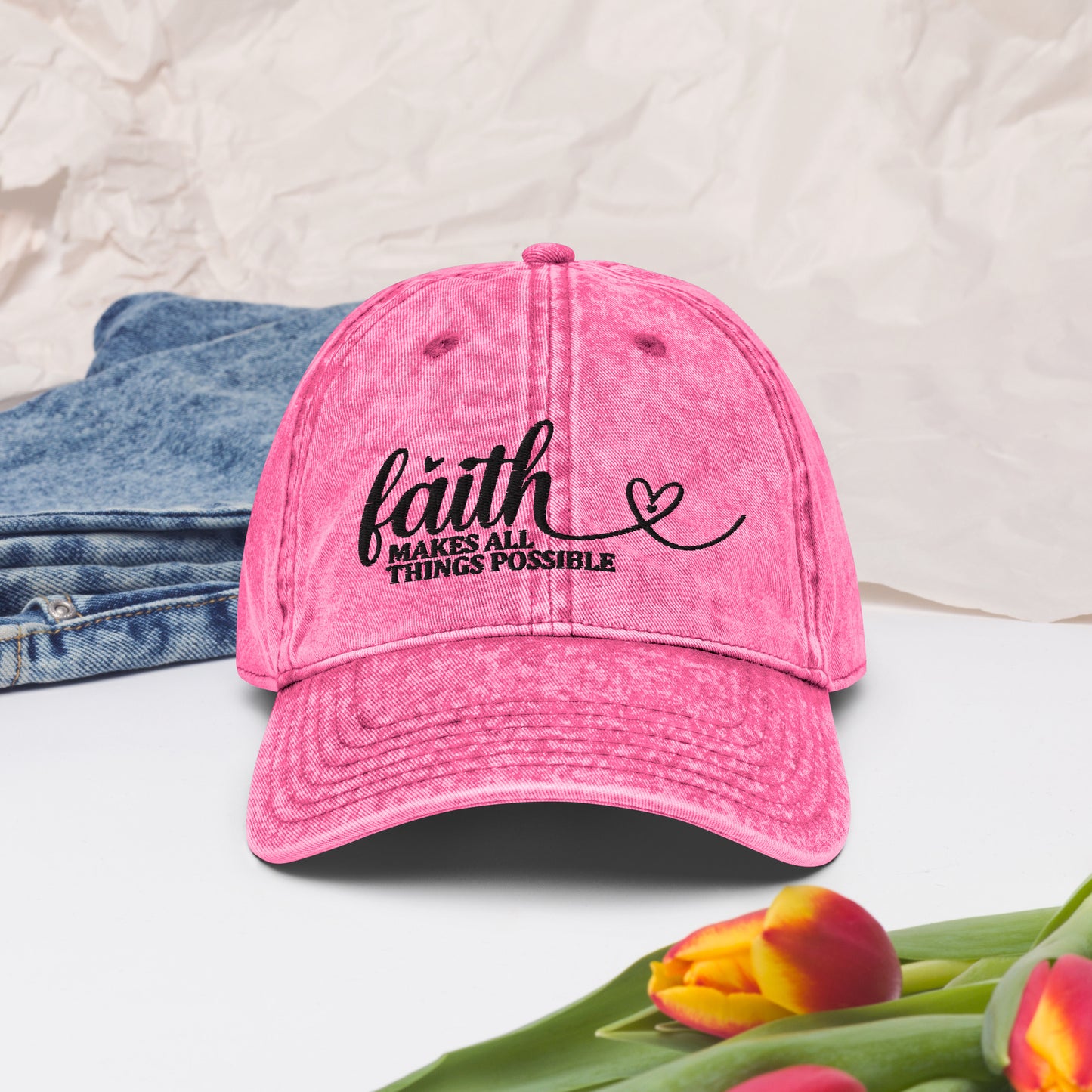 "Faith Makes All Things Possible" Vintage Cotton Twill Cap