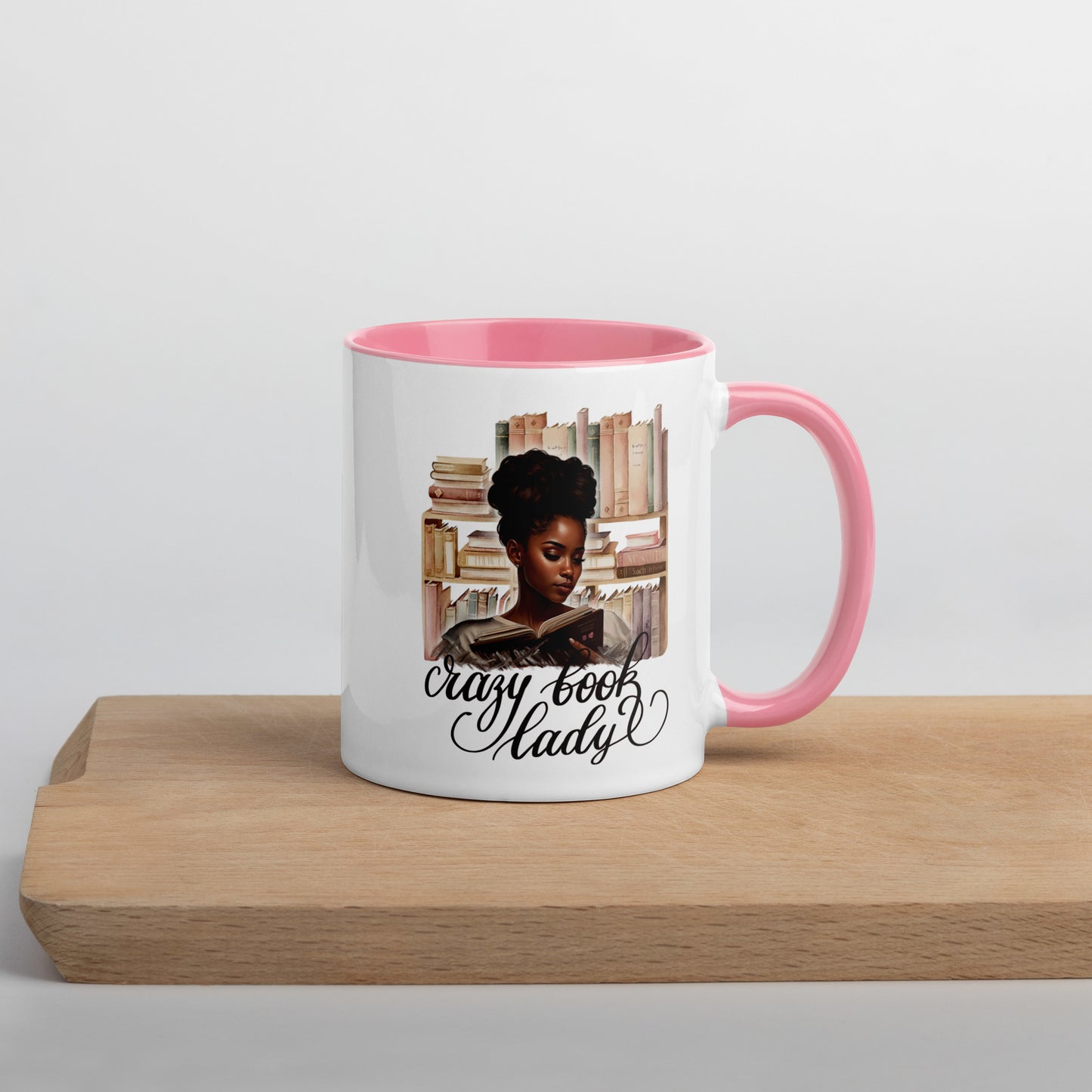 "Crazy Book Lady' Mug with Color Inside