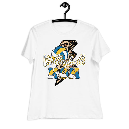 "Volleyball Mom" Blue/White/Yellow Live Personalization T-Shirt