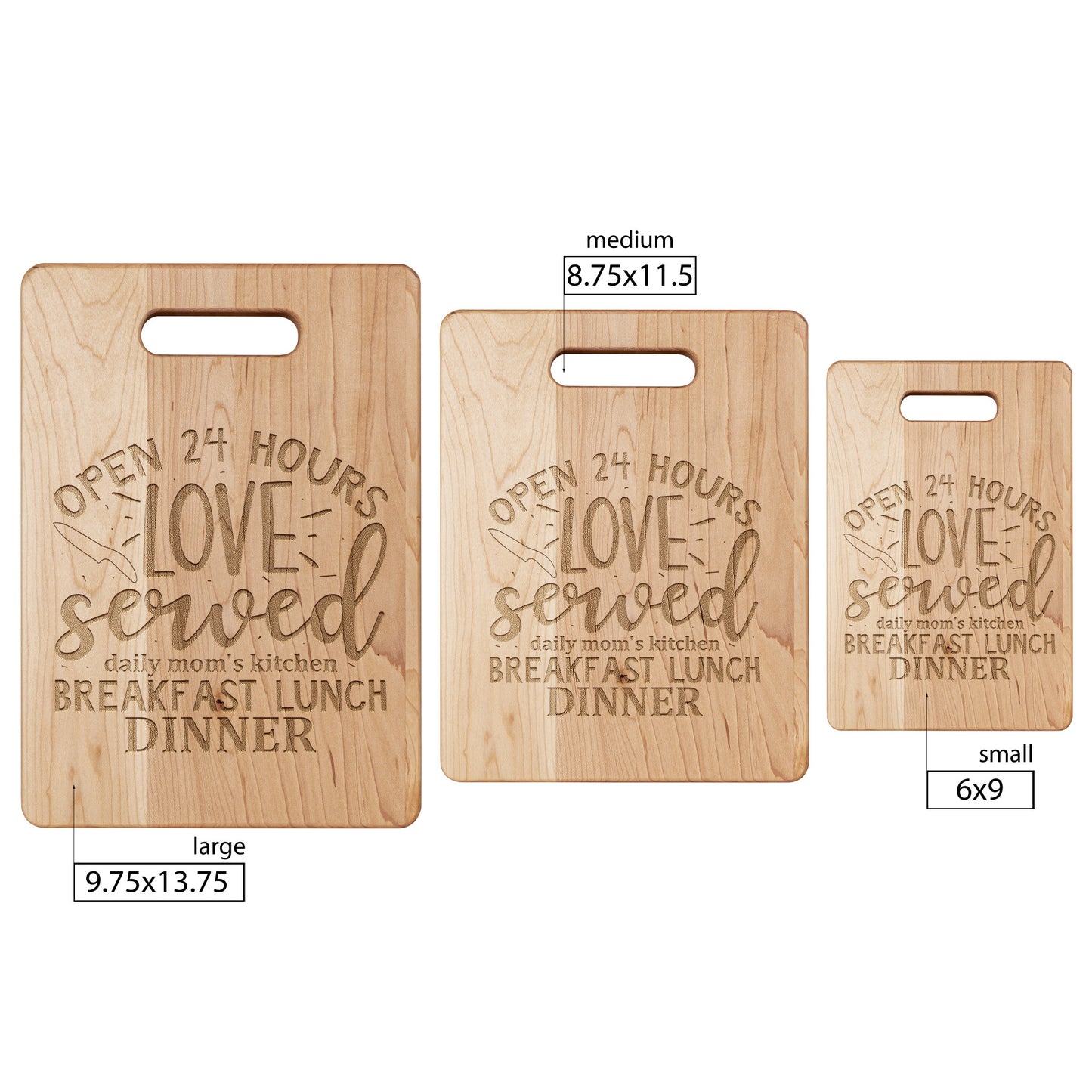 "Love Served 24 Hours" Maple Cutting Board