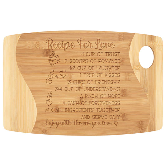 "Recipe For Love" Bamboo Cutting Board