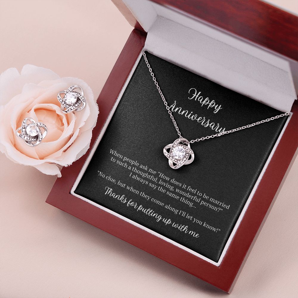 "Funny Anniversary" Love Knot Necklace & Earring Set