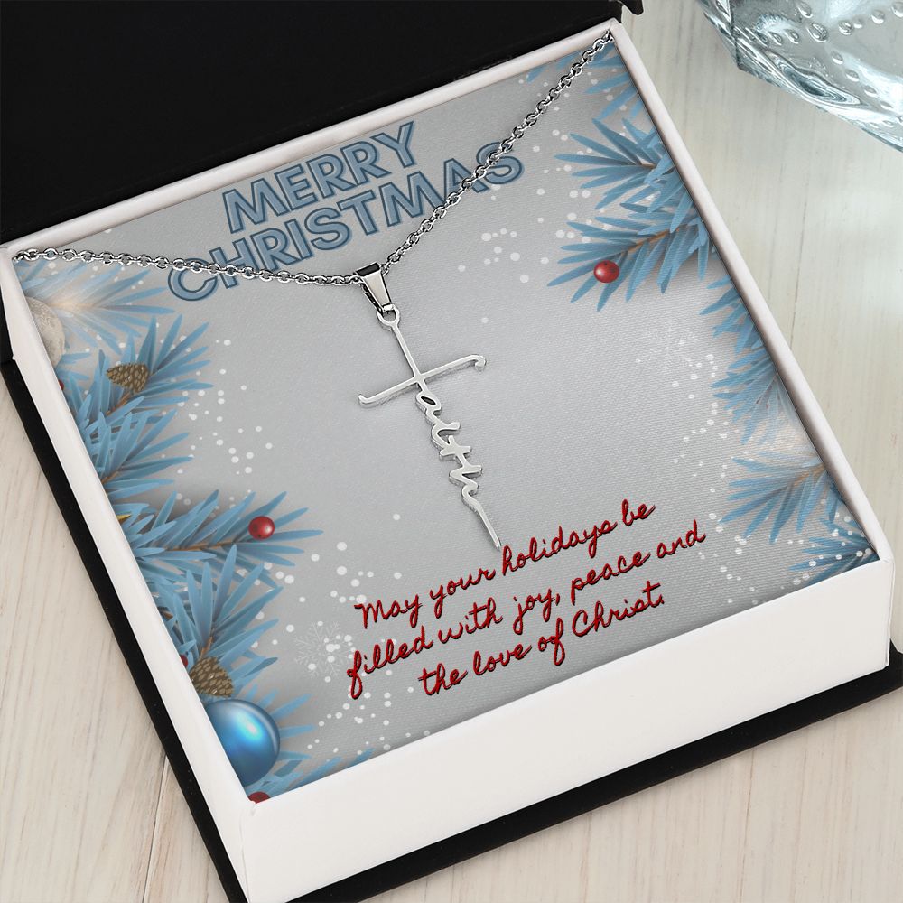 Merry Christmas Faith Cross Necklace