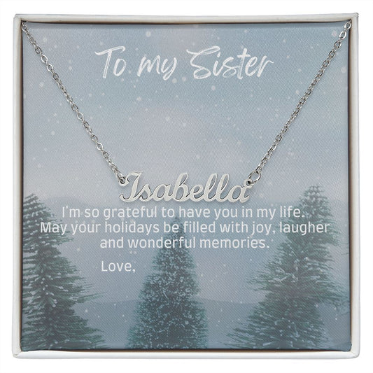 "Snowy Trees" Custom Name Necklace
