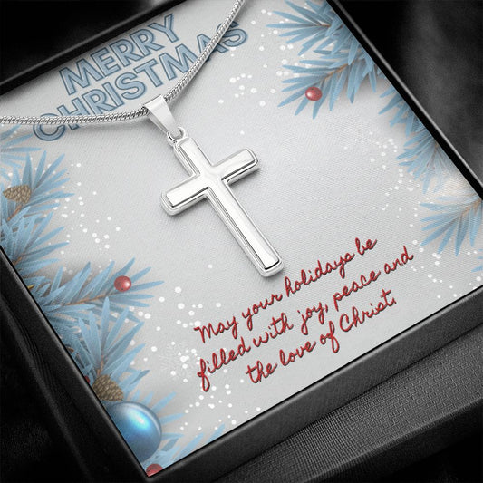 Merry Christmas Unisex Cross Necklace