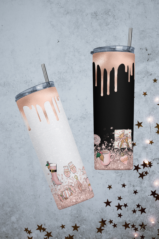 "Pink Christmas Glam" Stainless Steel Tumbler