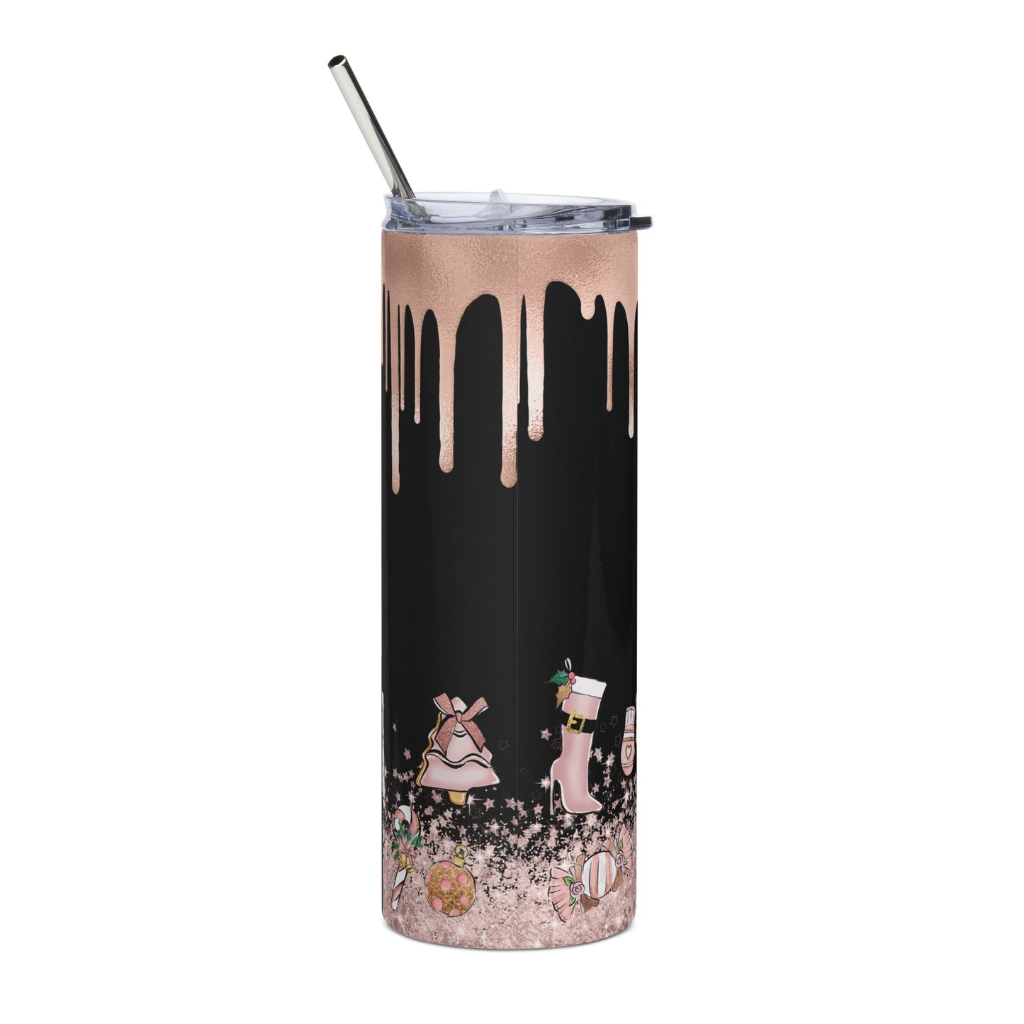 "Pink Christmas Glam" Stainless Steel Tumbler
