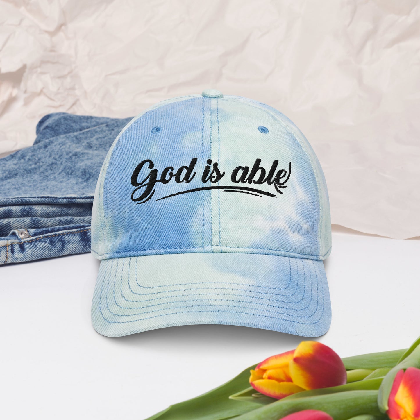 "God is Able" Light Tie dye hat