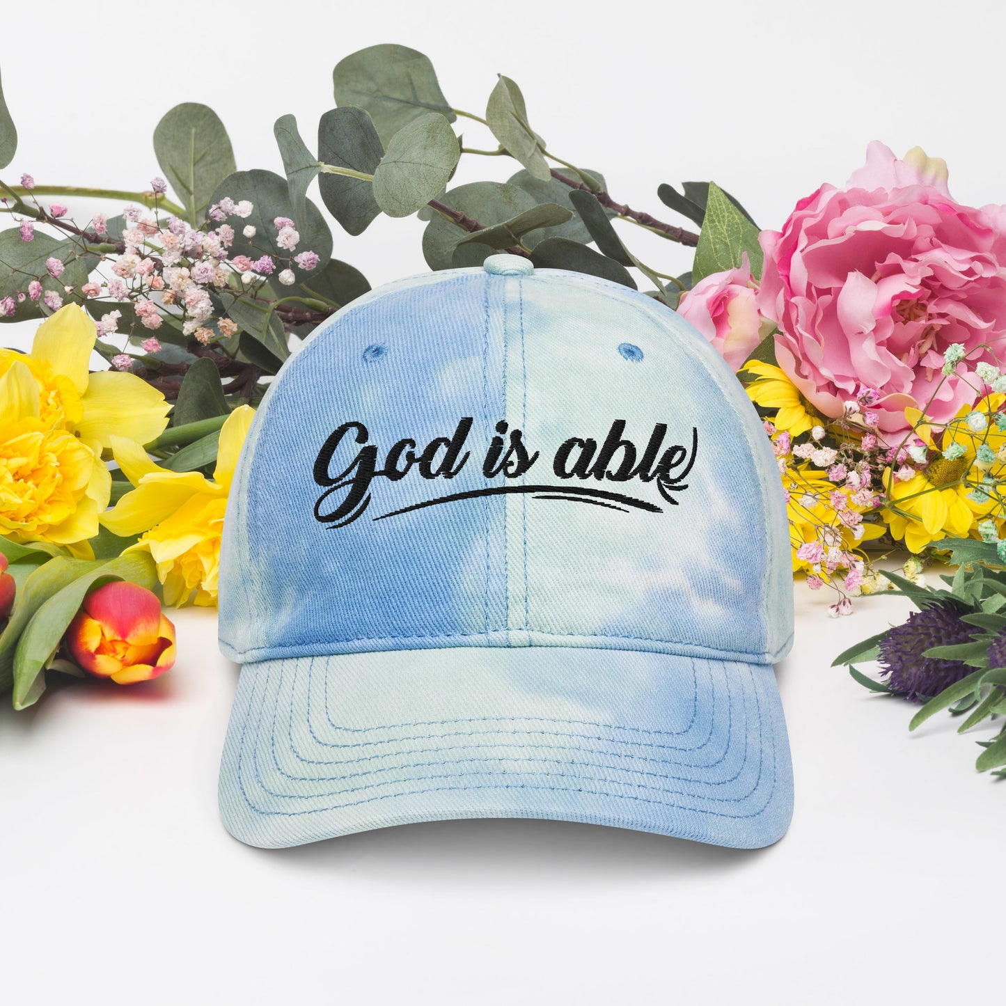 "God is Able" Light Tie dye hat