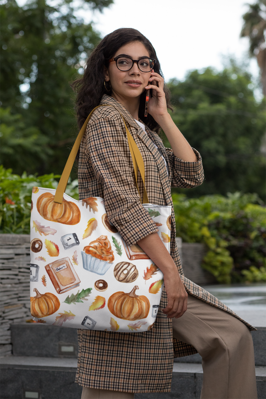 "Fall Delights" White Tote bag