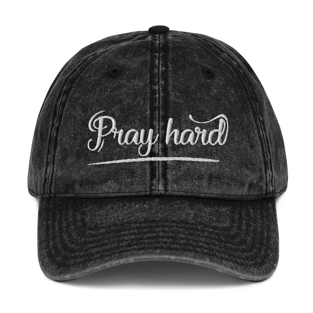 “Pray Hard” Vintage Cotton Twill Cap